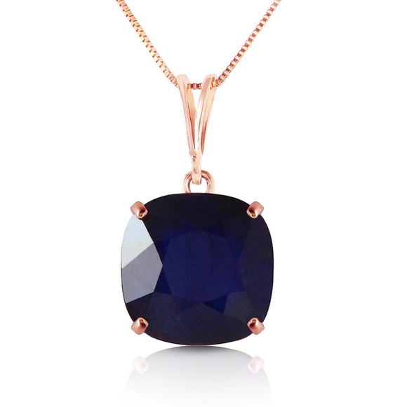 Galaxy Gold Products Jewelry - 14K SOLID GOLD NECKLACE WITH CUSION SHAPE SAPPHIRE
